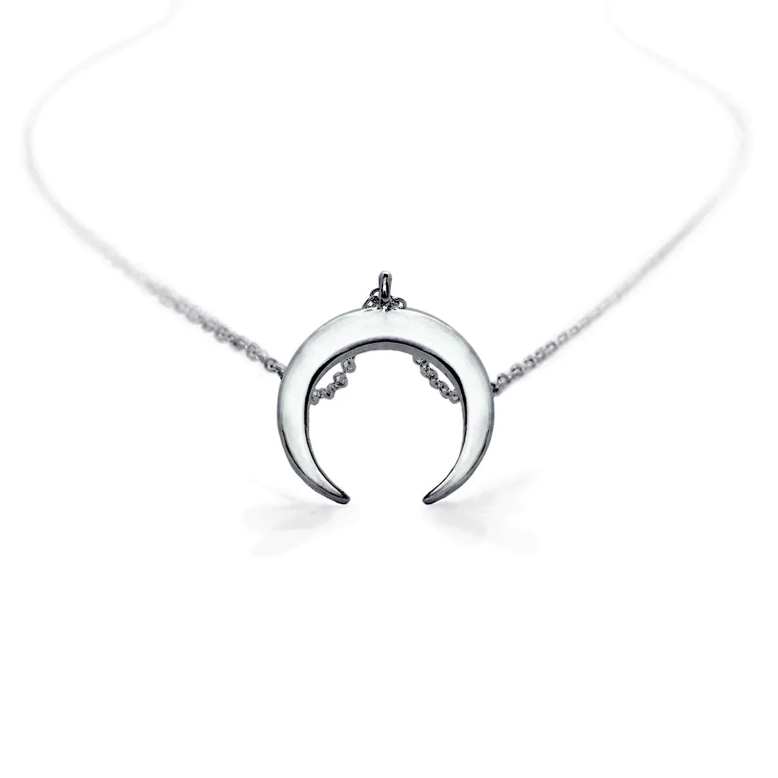 Horizontal Eclipse Moon Crescent Pendant and Necklace - Brielle - Dr Faust