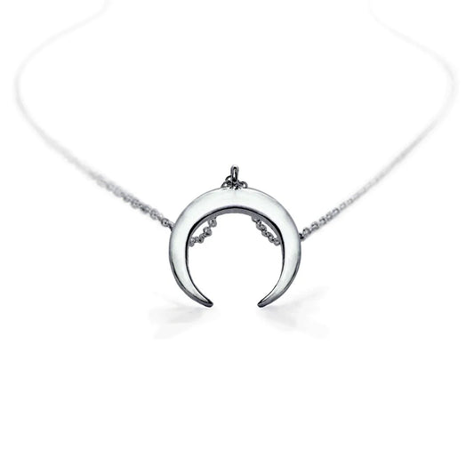Horizontal Eclipse Moon Crescent Pendant and Necklace - Brielle - Dr Faust