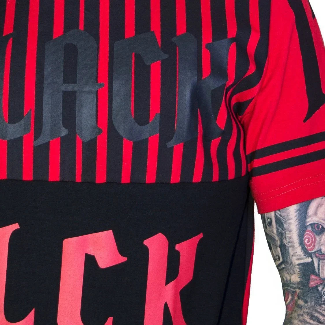 13 Team Devil Red Striped Mens Black T-Shirt - Adriel - Dr Faust