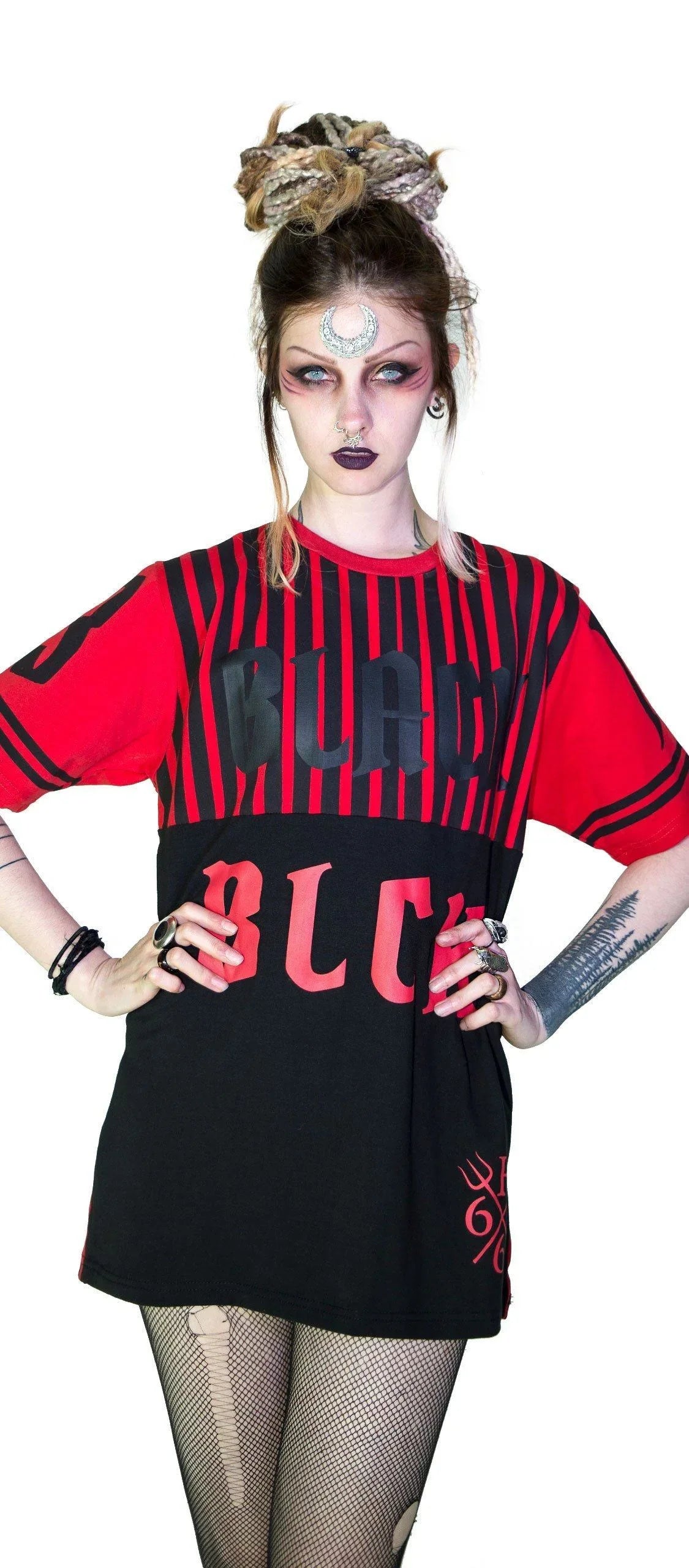 13 Team Devil Red Striped Mens Black T-Shirt - Adriel - Dr Faust