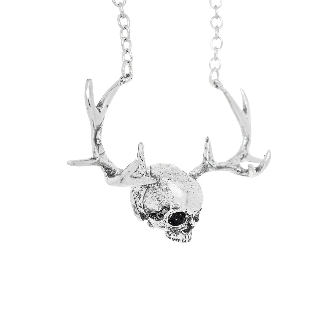 The Stag Silver Skull Antlers Pendant and Necklace - Karsyn - Dr Faust