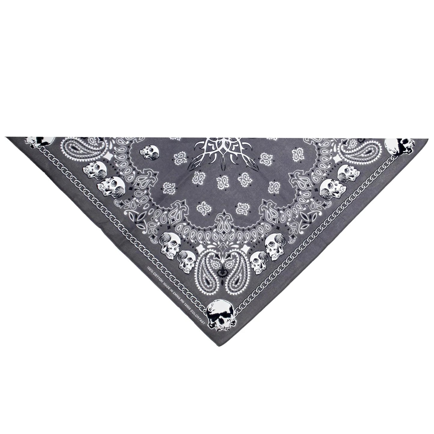 Tribal Skulls Gray Cotton Bandana - Bradford - Dr Faust