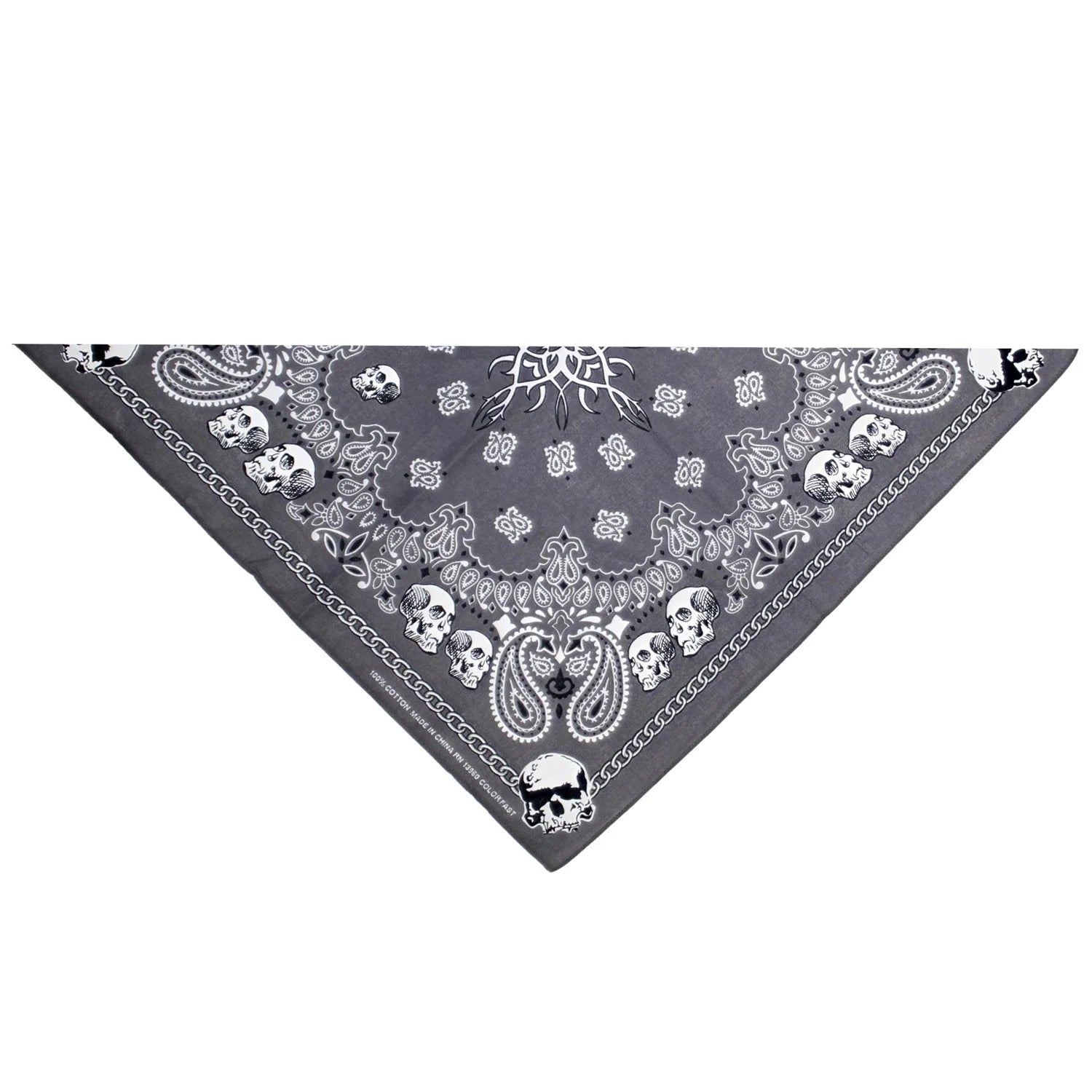 Tribal Skulls Gray Cotton Bandana - Bradford - Dr Faust