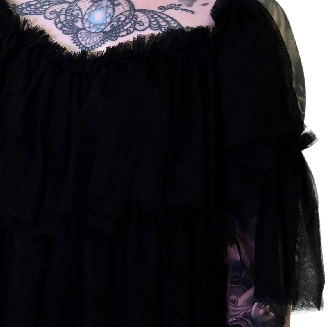 Vapour Mesh Black Sheer Mini Dress - Cardi - Dr Faust