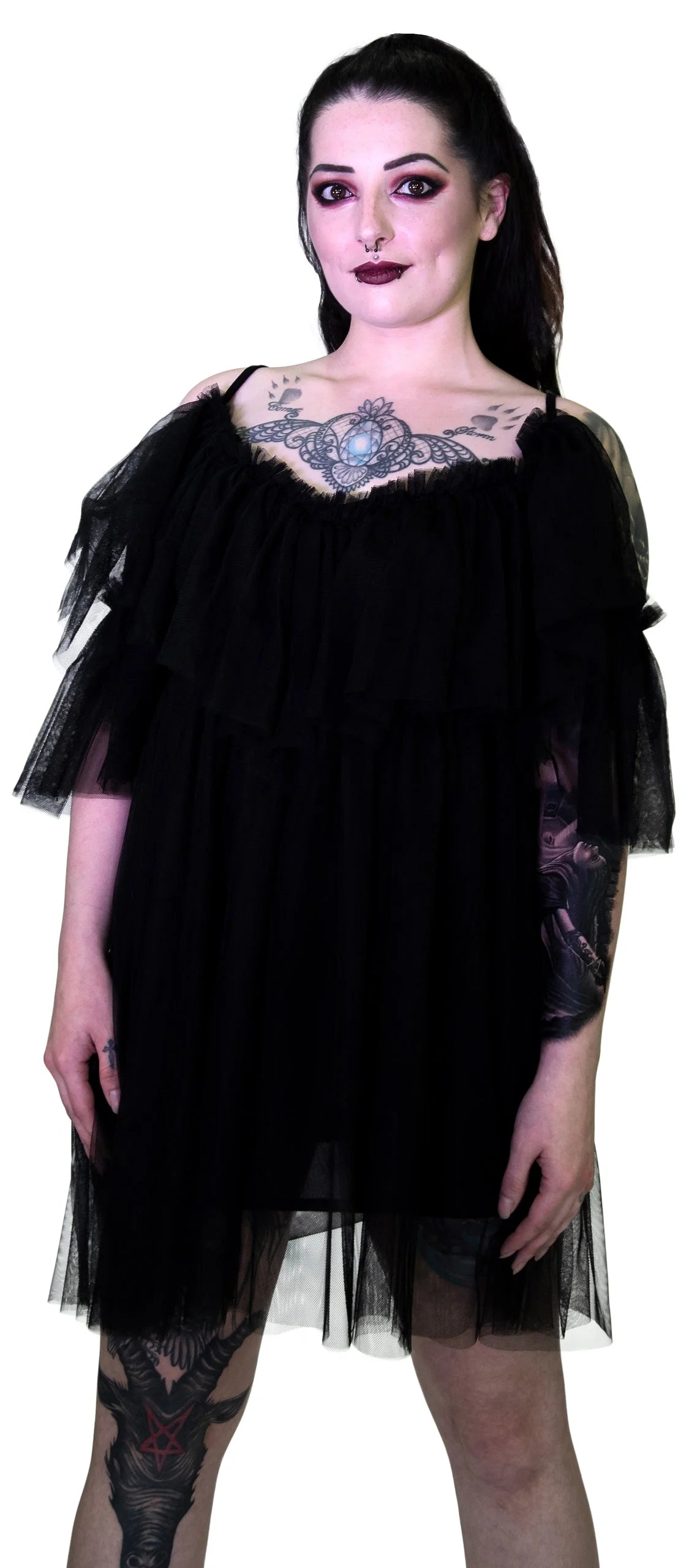 Vapour Mesh Black Sheer Mini Dress - Cardi - Dr Faust