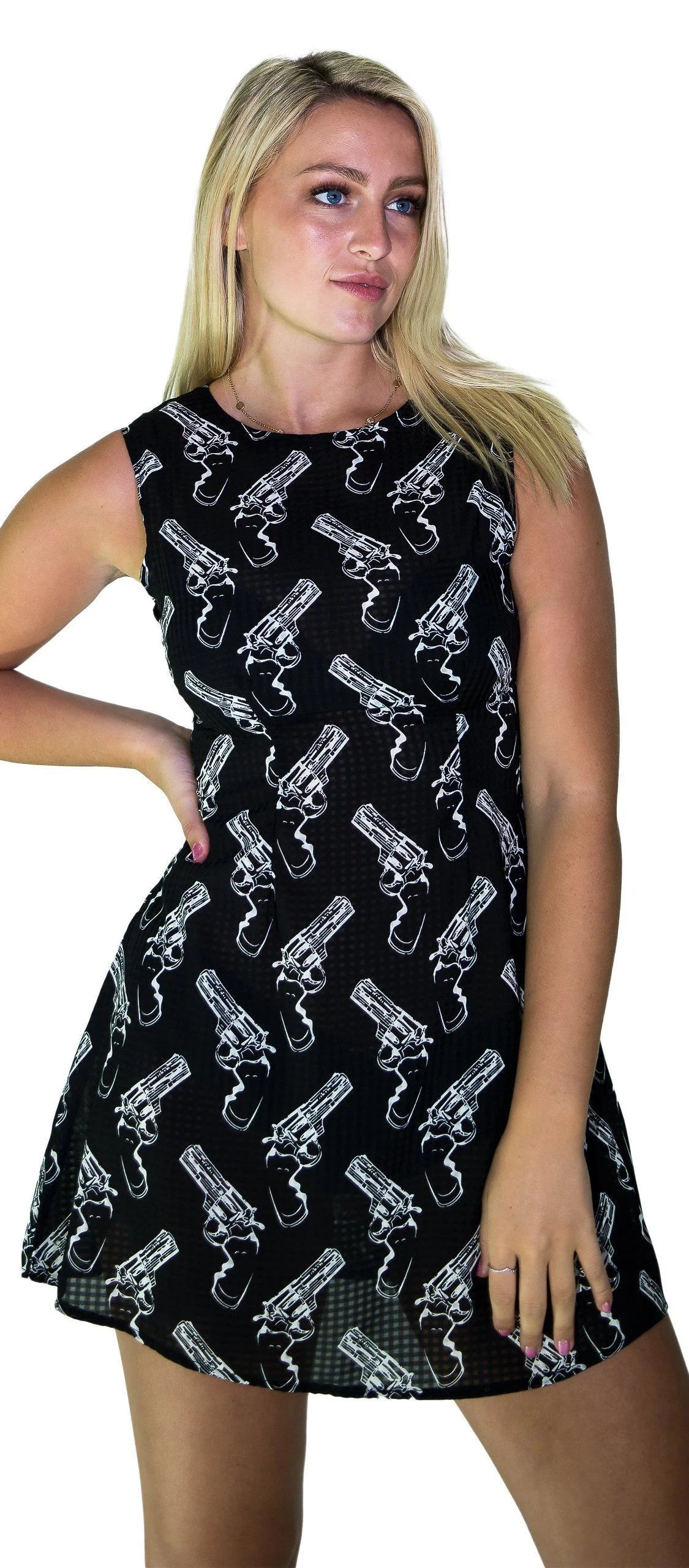 White Guns Dangerous Black Sheer Mini Dress - Melanie - Dr Faust