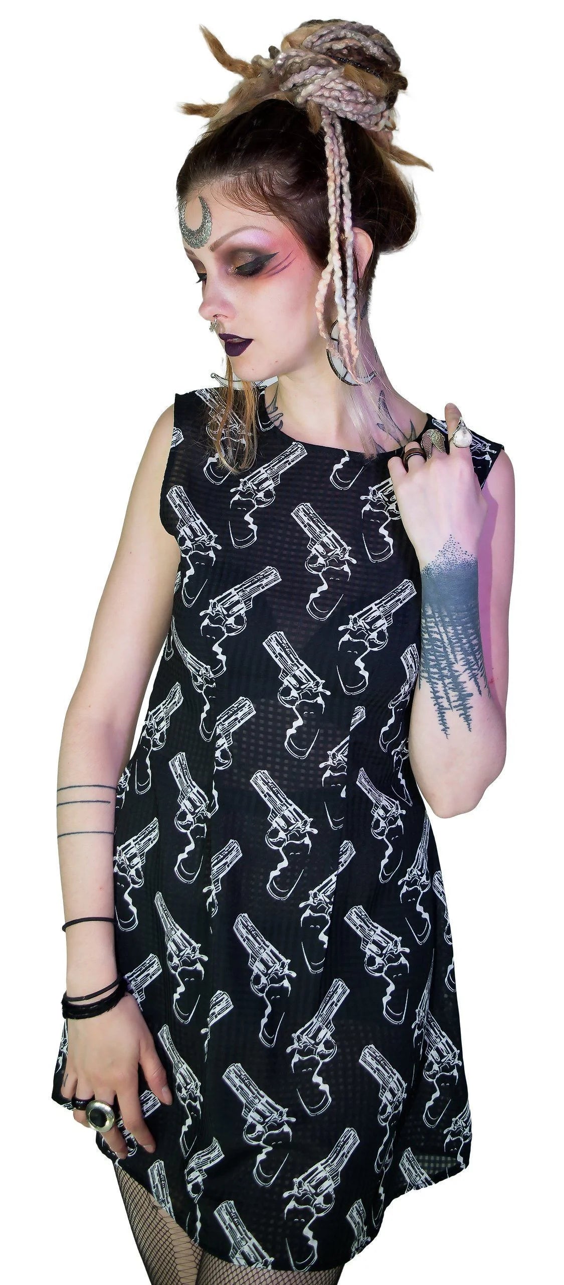 White Guns Dangerous Black Sheer Mini Dress - Melanie - Dr Faust