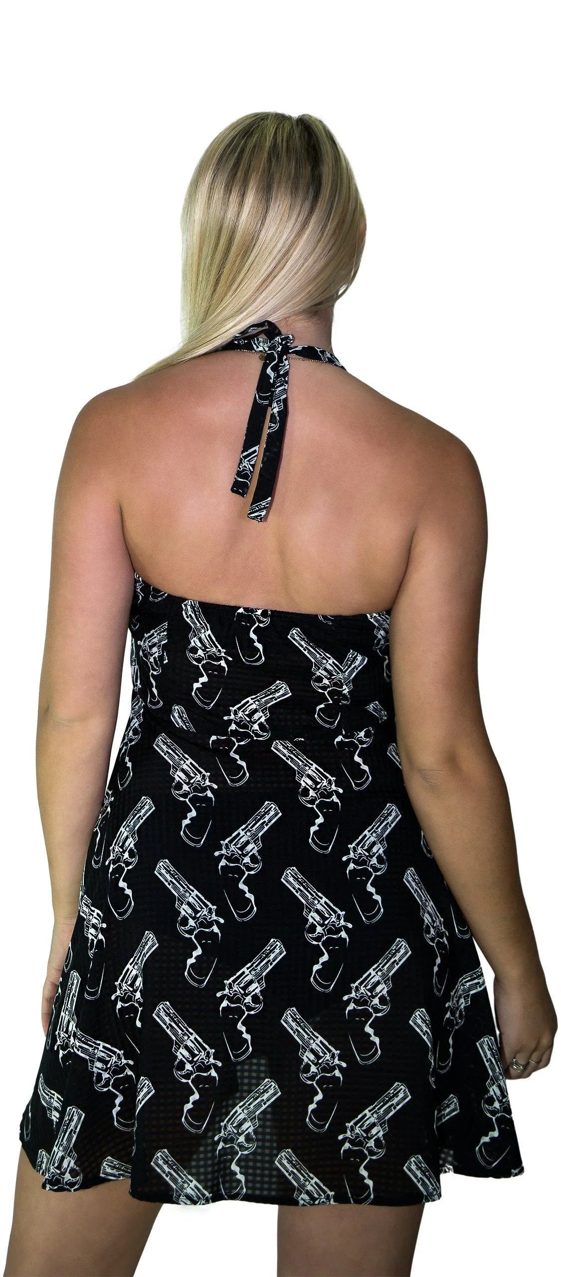 White Guns Black Sheer Mini Dress - Kayla - Dr Faust