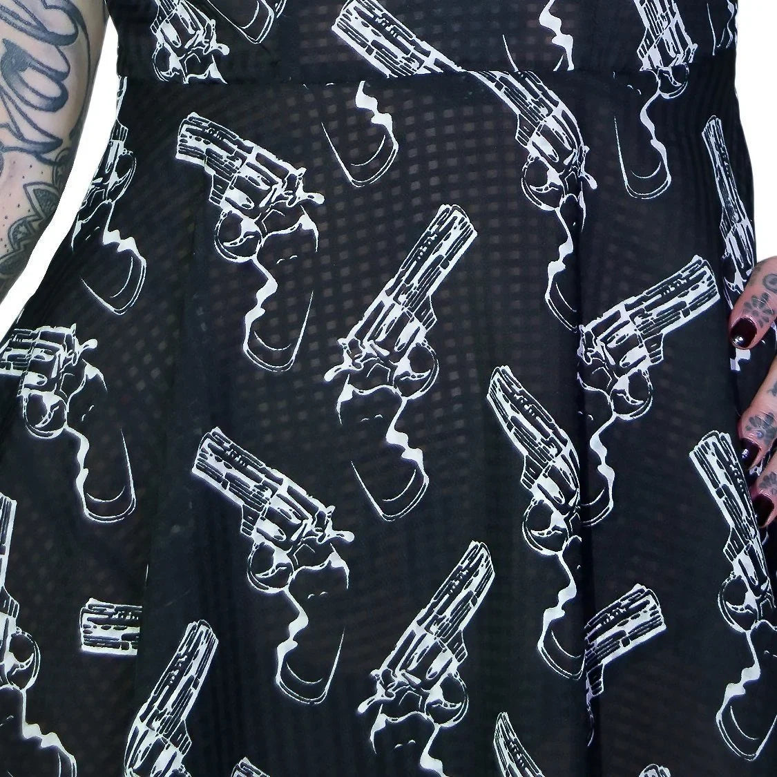 White Guns Black Sheer Mini Dress - Kayla - Dr Faust