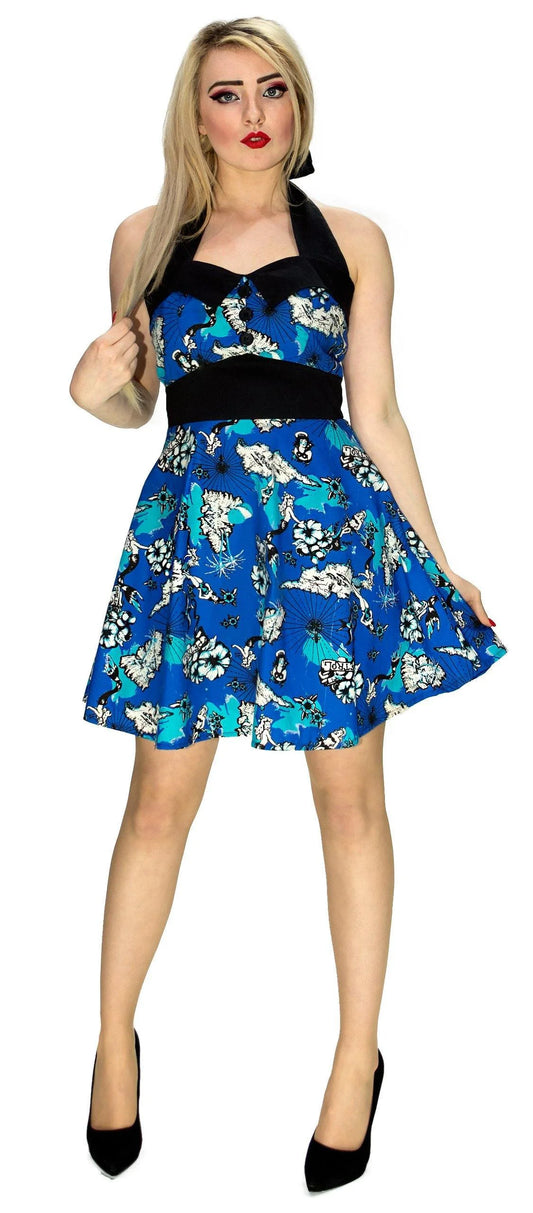 White Mermaids Blue Mini Dress - Brynlee - Dr Faust