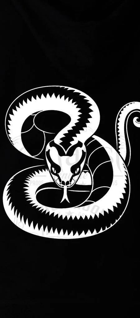 White Snake Print Men's Black Hoodie - Denver - Dr Faust