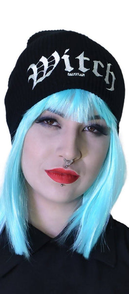 Witch Embroidery Black Beanie - Agnes - Dr Faust