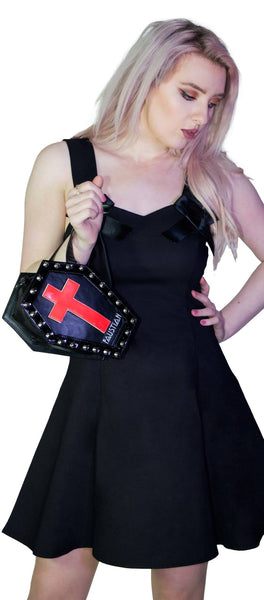 Interchangeable Magnetic Crosses Studs Vegan Leather Small Coffin Bag - Katana - Dr Faust