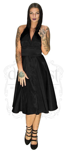 Marilyn Monroe Style Black Cocktail Midi Dress - Florence - Dr Faust