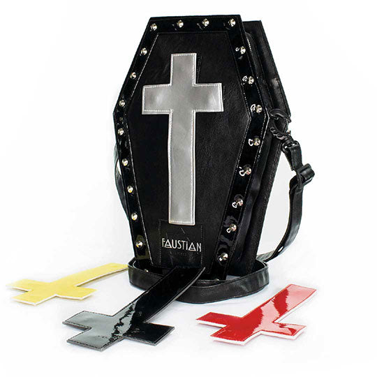 Magnetic Interchangeable Crosses Vegan Leather Coffin Bag - Katana
