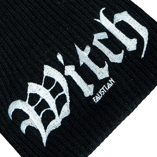 Witch Embroidery Black Beanie - Agnes