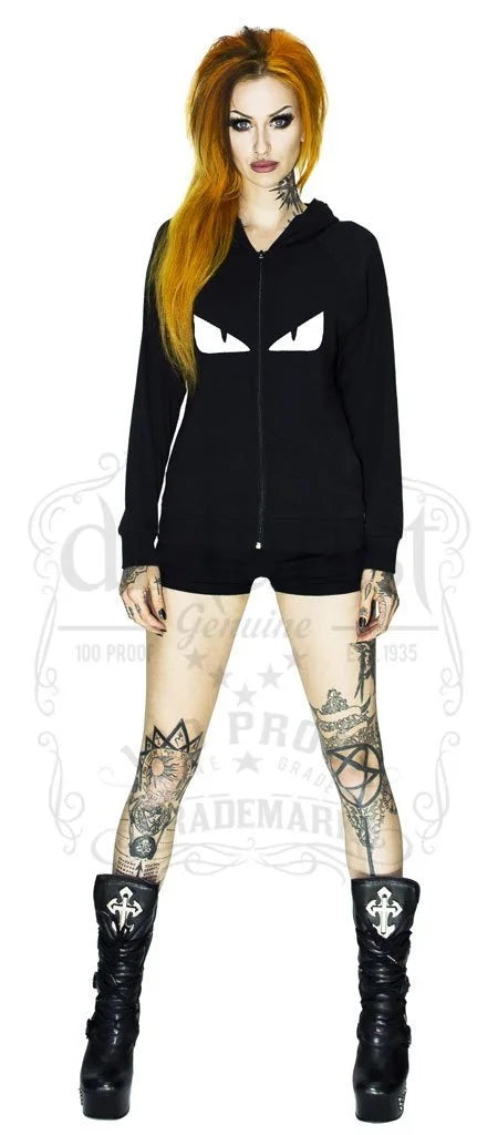 Evil Monster Eyes Women's Black Hoodie - Aileen - Dr Faust