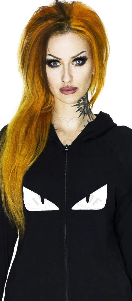 Evil Monster Eyes Women's Black Hoodie - Aileen - Dr Faust