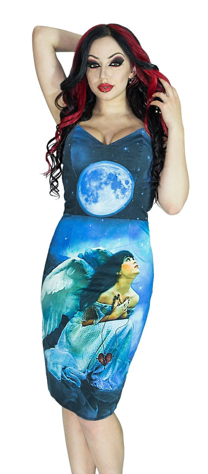 Fallen Angel Blue Moon Night Sky Midi Dress - Angel - Dr Faust