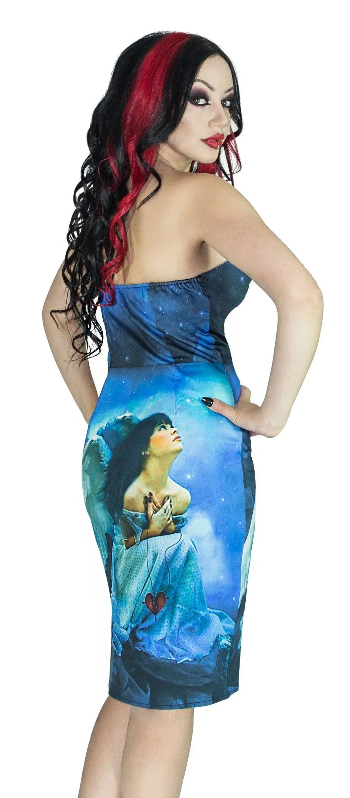 Fallen Angel Blue Moon Night Sky Midi Dress - Angel - Dr Faust