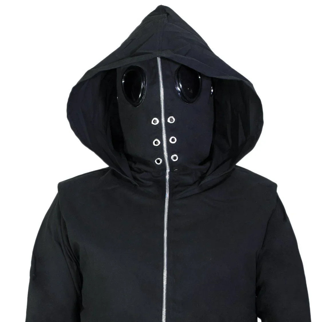 Black Cotton Jacket with Built in Goggles and Hooded Design