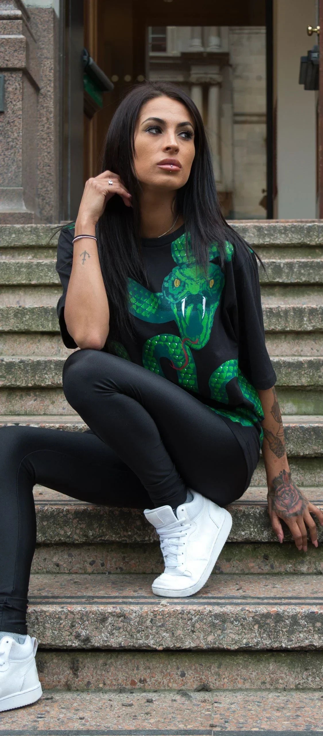 Black Tee Made For Round Neck T-shirt With Snake God Graphic – Dr Faust
