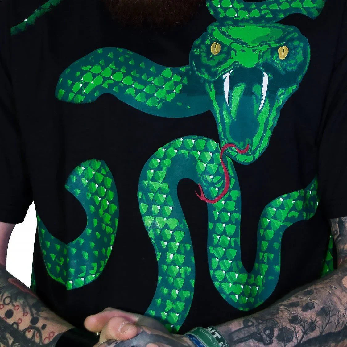 Green Snake God Black T-Shirt - Joshua - Dr Faust