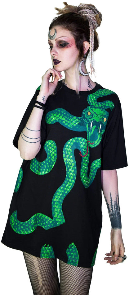 Green Snake God Black T-Shirt - Joshua - Dr Faust