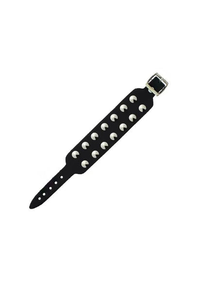 2-Row Conical Studded Black Vegan Leather Bracelet - Brady - Dr Faust