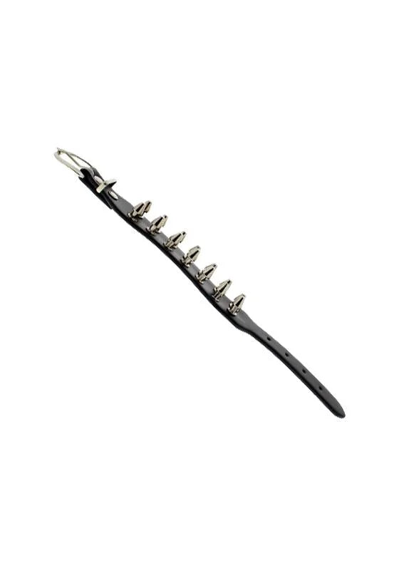 2-Row Spike Studded Black Vegan Leather Bracelet - Javier - Dr Faust