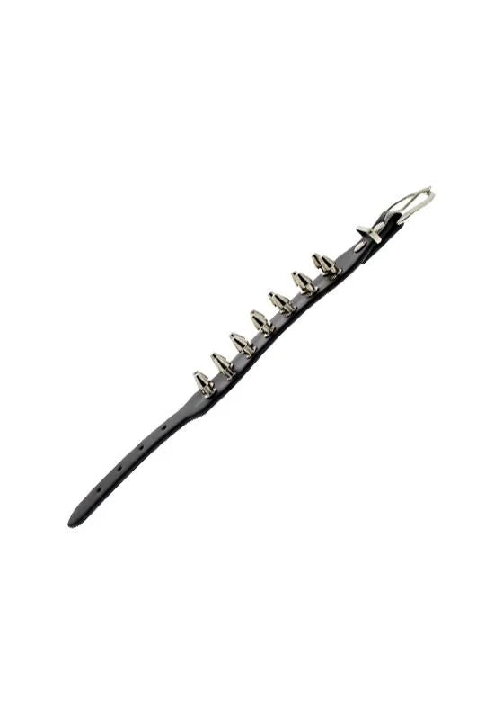 2-Row Spike Studded Black Vegan Leather Bracelet - Javier - Dr Faust