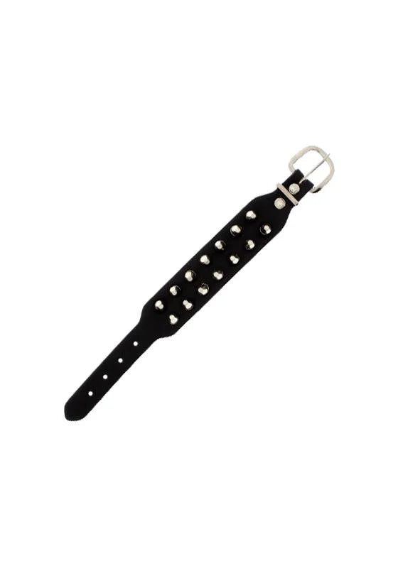 2-Row Spike Studded Black Vegan Leather Bracelet - Javier - Dr Faust