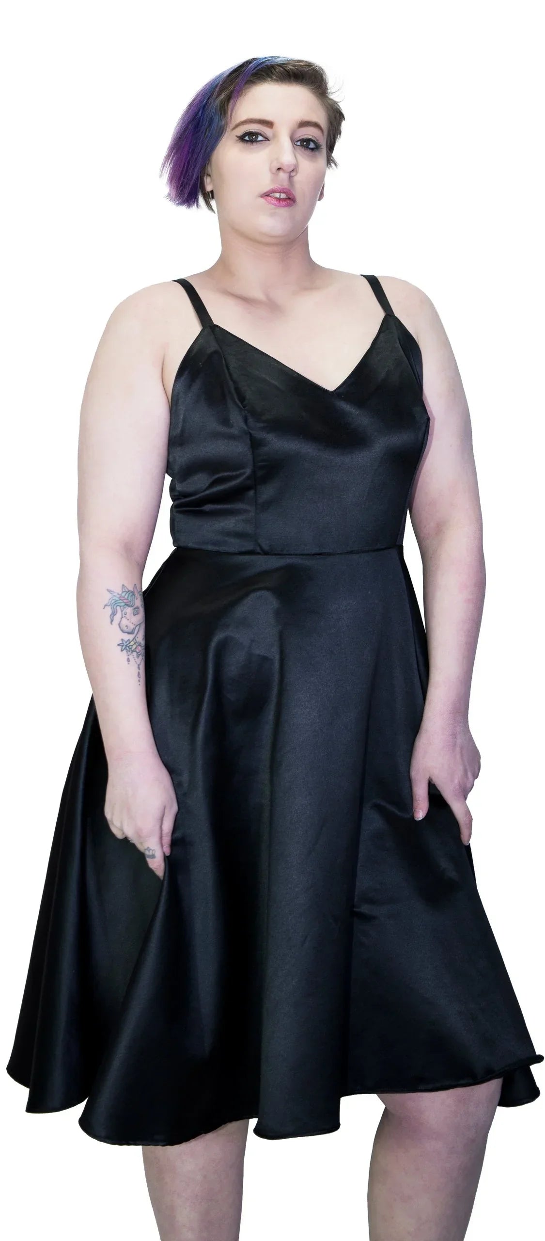 Black Wings Raw Silk Plus Size Midi Dress - Angelique - Dr Faust