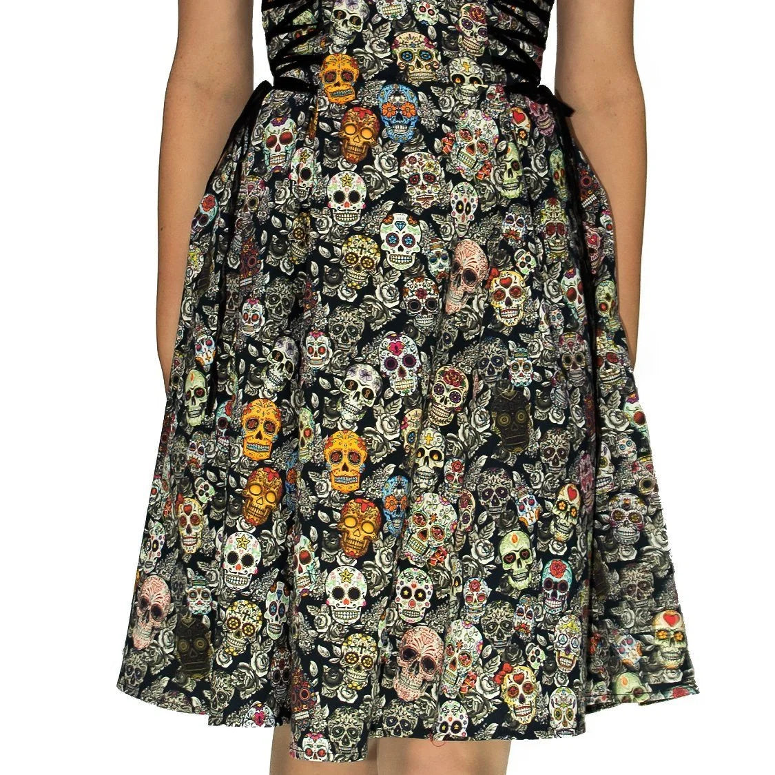 Candy Skulls Midi Dress - Vivian - Dr Faust