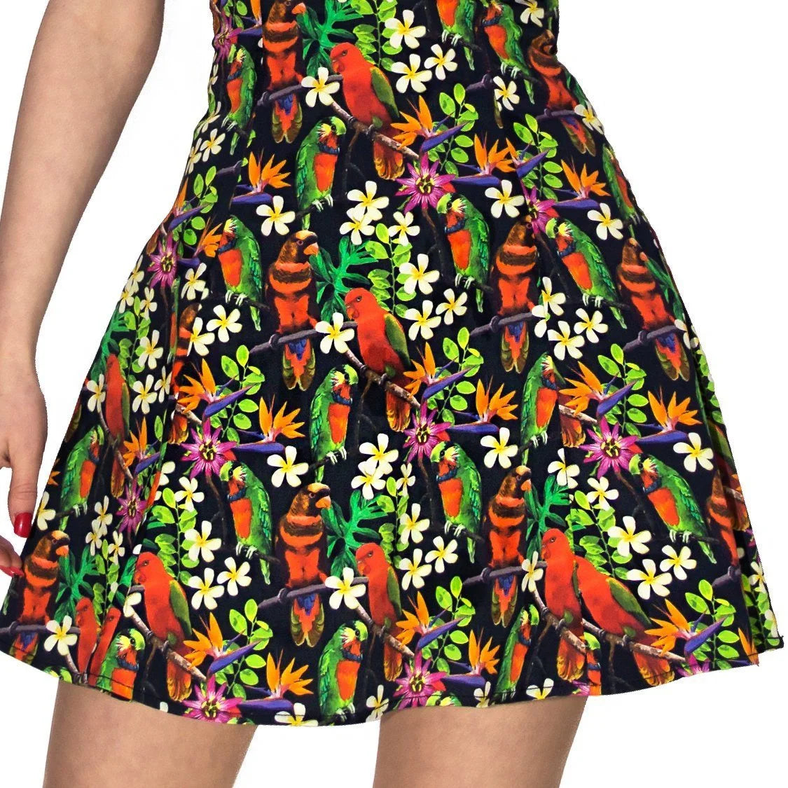 Charming Creatures Paradise Mini Dress with Birds and Flowers Design