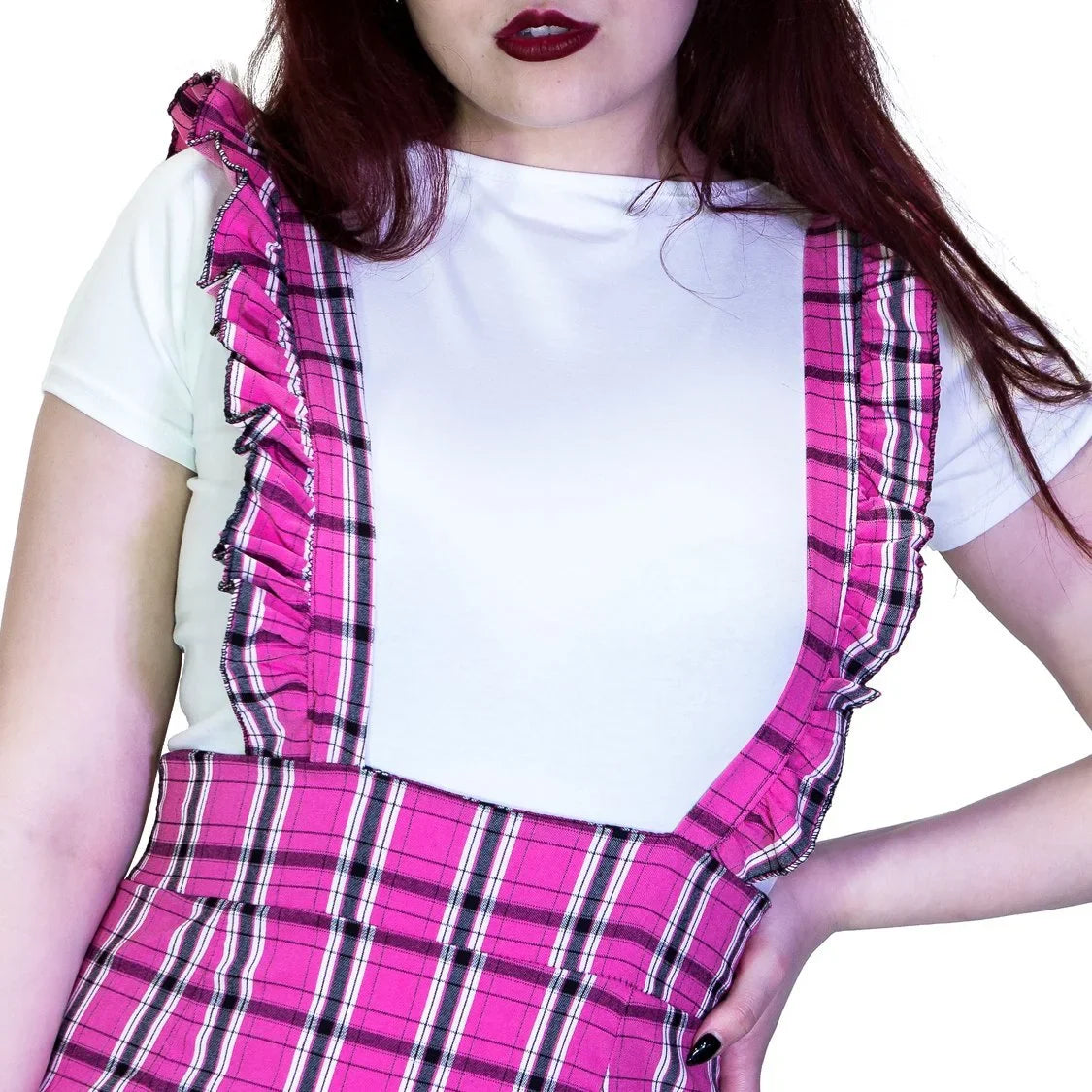 Checked Pinafore Pink Tartan Dress and T-Shirt Set - Landry - Dr Faust