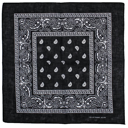 White Design Black Cotton Bandana - Everard - Dr Faust