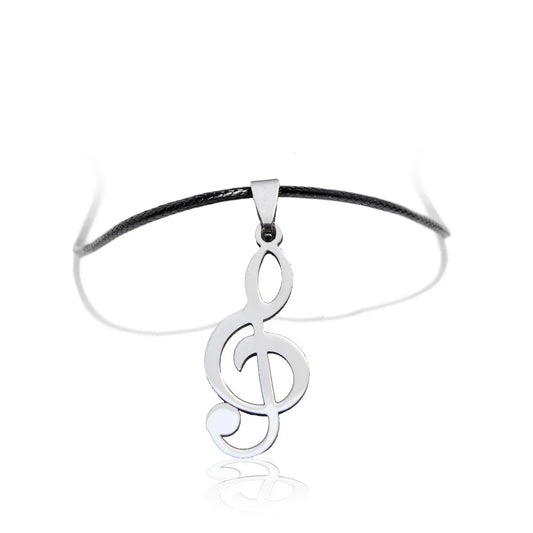 Musical Note Sol Key Pendant and Black Necklace - Sawyer - Dr Faust