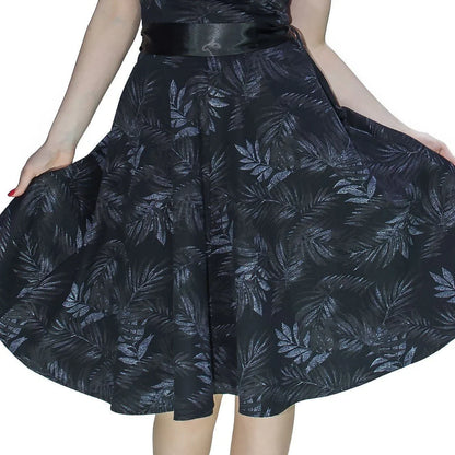 Dark Leaf Black Midi Dress - Annabelle - Dr Faust