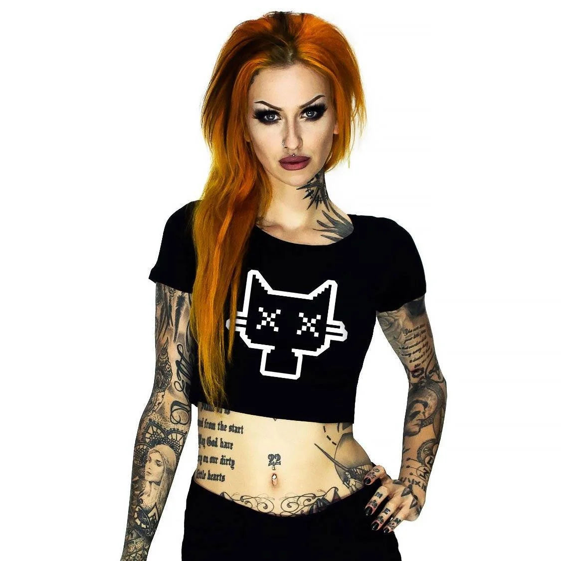 Neko Dead Cat Black Crop Top - Jolene - Dr Faust