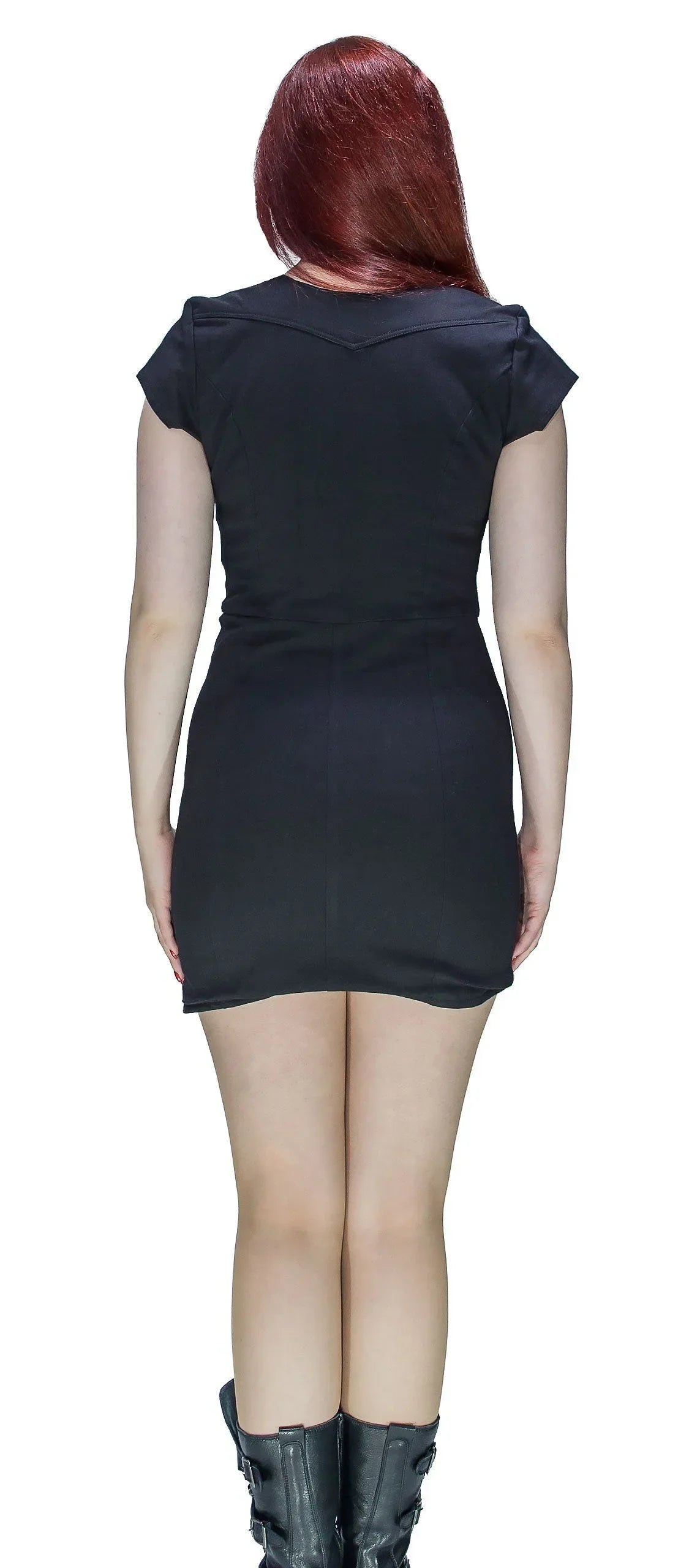 Cotton Lining Black Biker Mini Dress - Abigail - Dr Faust