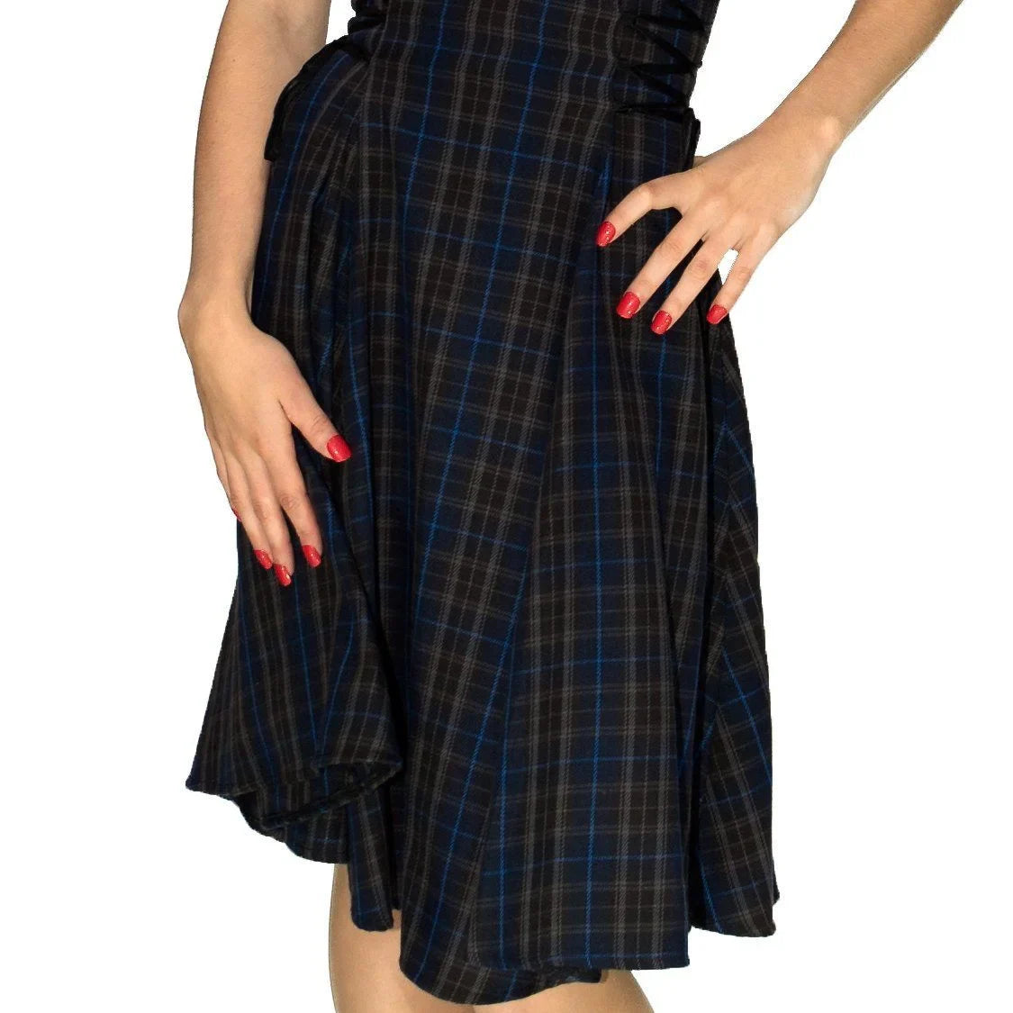 Dark Tartan Woven Midi Dress - Gracie - Dr Faust