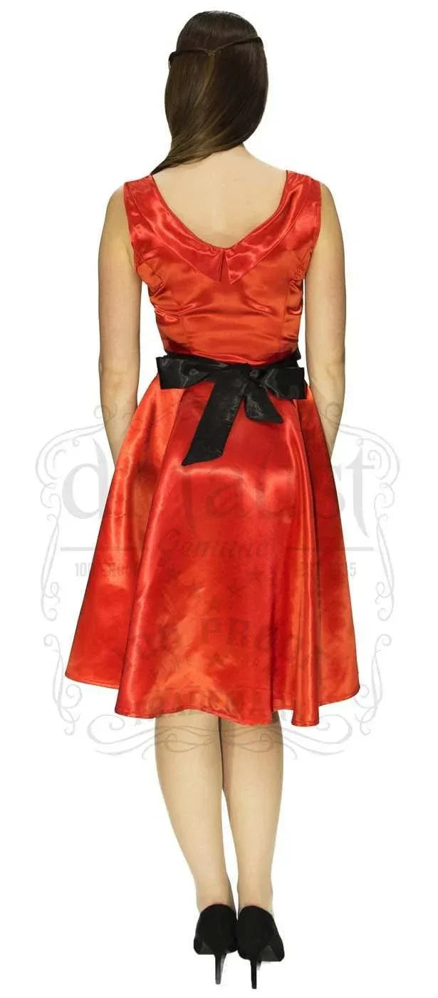 Draped Heart Silk Red Midi Dress - Cora - Dr Faust