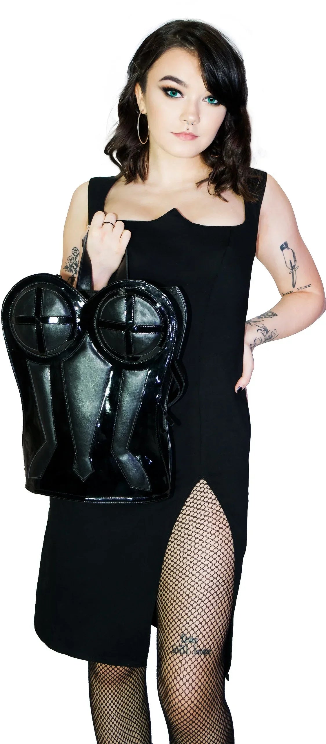 Extravagant Corset Black Vegan Leather Hand Bag - Anilius - Dr Faust