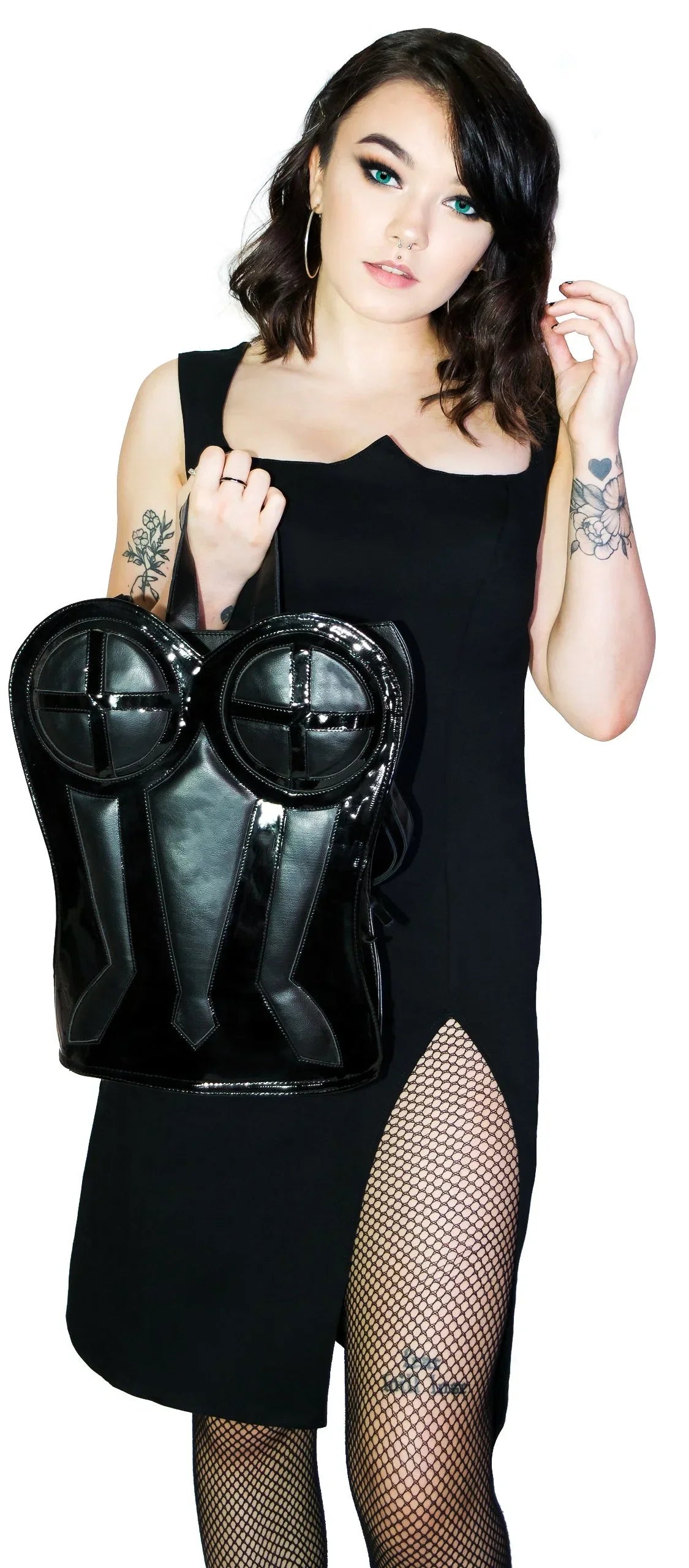 Extravagant Corset Black Vegan Leather Hand Bag - Anilius - Dr Faust