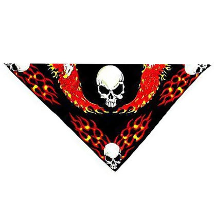 Flaming Flying Eagle Skull Black Cotton Bandana - Karl - Dr Faust