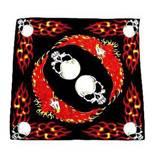 Flaming Flying Eagle Skull Black Cotton Bandana - Karl - Dr Faust