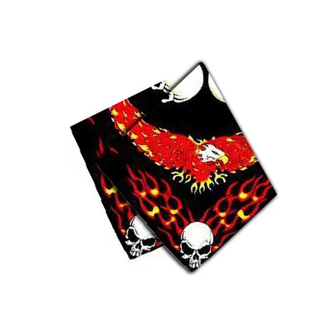 Flaming Flying Eagle Skull Black Cotton Bandana - Karl - Dr Faust