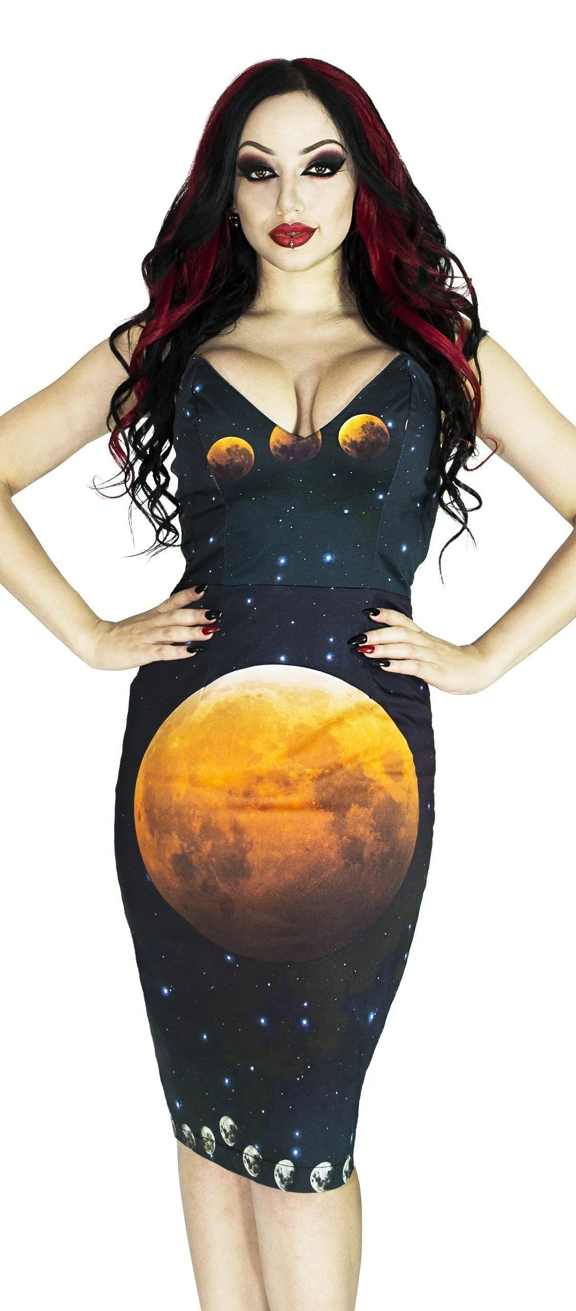 Full Blood Moon Night Sky Midi Dress - Amaris - Dr Faust