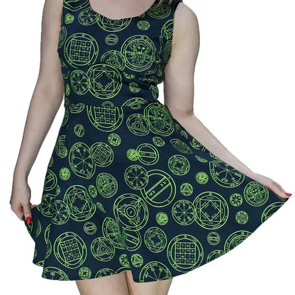 Green Mystical Spell Black Mini Dress - Hazel - Dr Faust